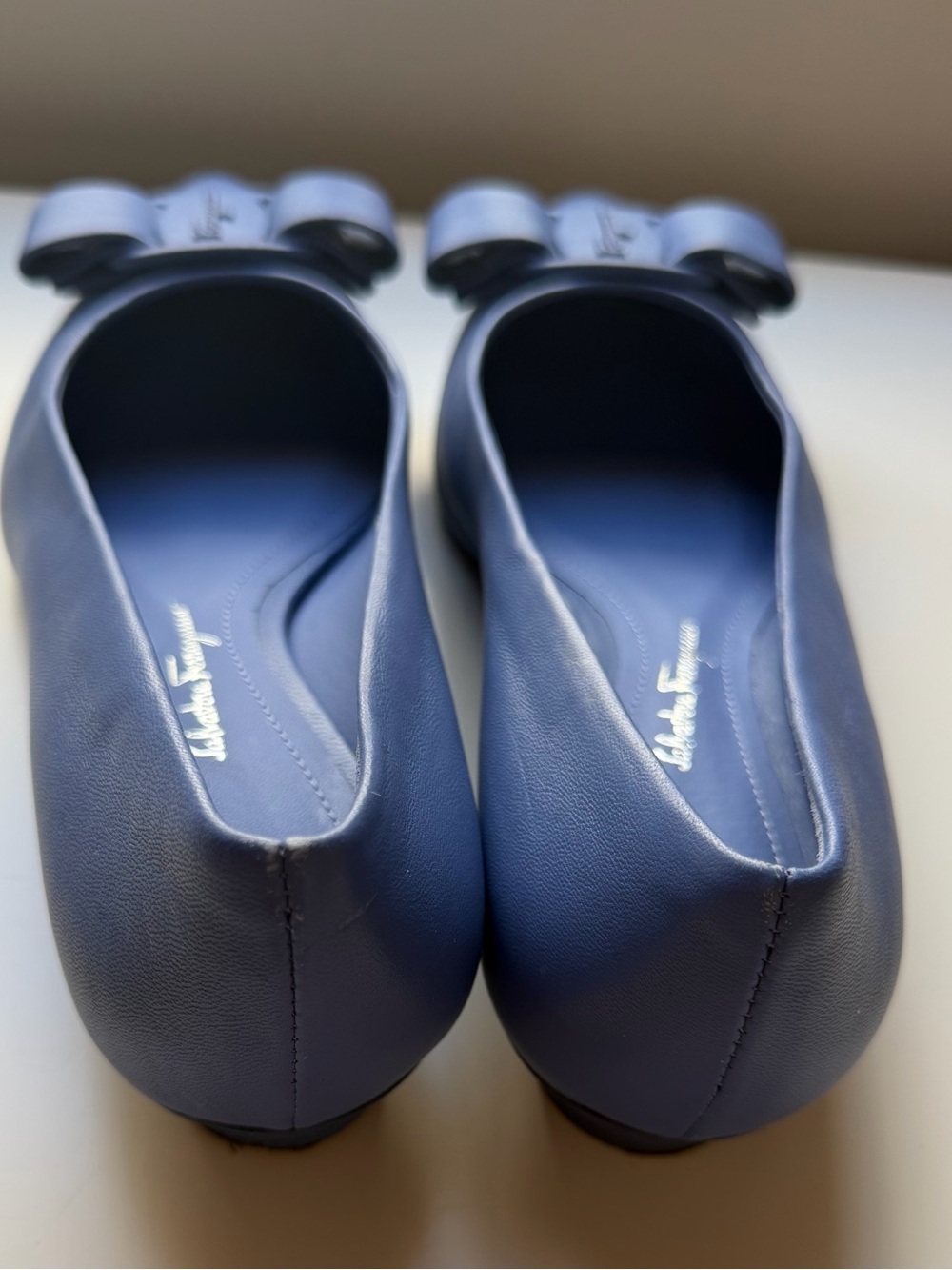 Ferragamo Viva Ballerina Cornflower Blue Leather Flats Size 6 - Picture 6 of 14